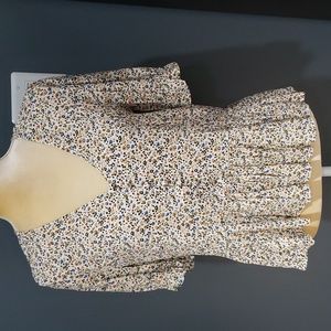 MADEWELL V-Neck Peplum Popover Top in Fieldwalk Floral Size XS